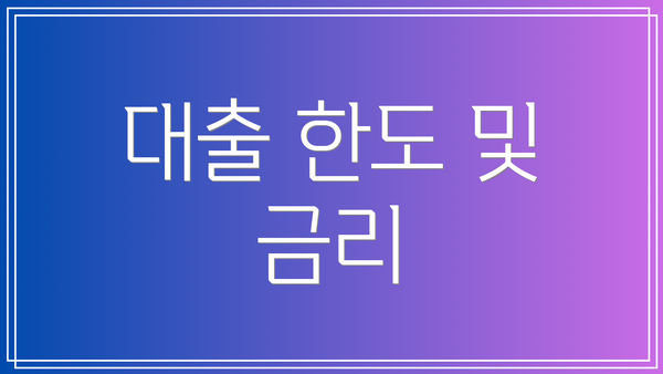 대출 한도 및 금리