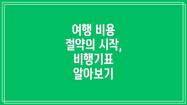 여행 비용 절약의 시작, 비행기표 알아보기