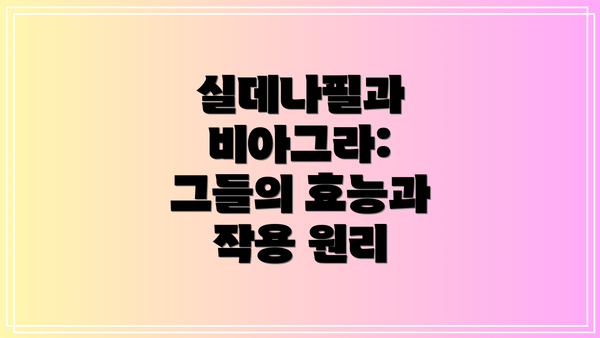 실데나필과 비아그라: 그들의 효능과 작용 원리